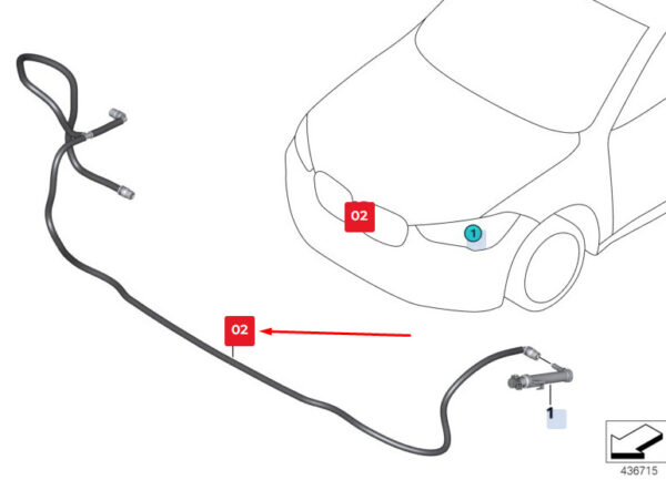 61668074168 - BMW X2 F39 headlight cleaning hose 61668074168 8074168 NEW ORIGINAL