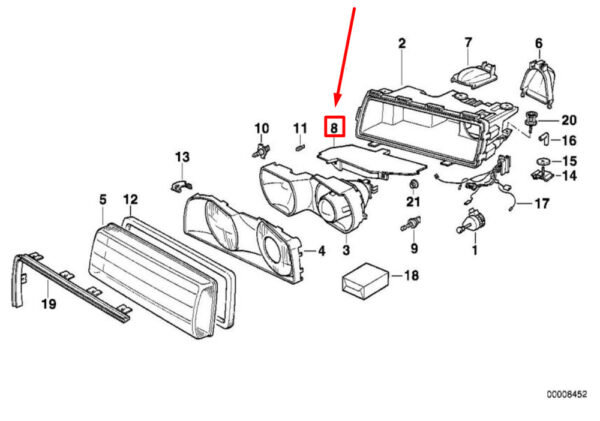 63126902508 - BMW 7 SERIES E38 HEADLIGHT BRACKET RIGHT 6902508 63126902508 NEW GENUINE