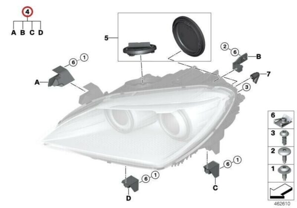 63127277519 - BMW Alpina M6 B6 F06 F12 Genuine 6312727 Right Left Headlight Repair