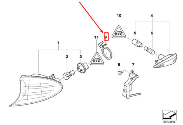 63136938622 - NEW BMW 3 E46 FRONT RIGHT INDICATOR LIGHT BRACKET 63136938622 6938622 GENUINE