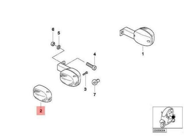 63137650017 - OEM BMW C1N K14 R13 R131 TURN CORNER LIGHT GLASS 63137650017 GENUINE NEW