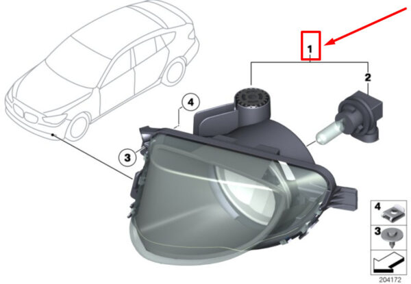 63177199620 - BMW 5 Gran Turismo F07 Front Right Fog Light 7199620 63177199620 NEW GENUINE