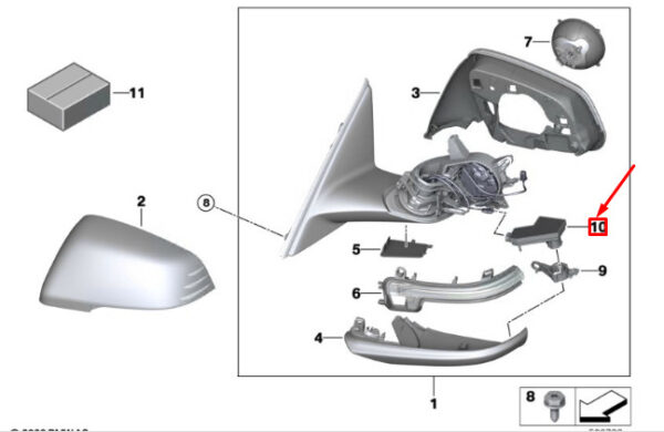 63178497455 - BMW F40 Left Mirror Light Module 63178497455, NEW, GENUINE