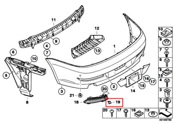 63217199327 - NEW BMW 6 E63 REAR BUMPER TOW HOOK COVER 63217199327 7199327 ORIGINAL