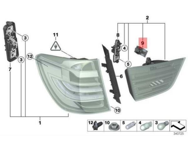 63217288200 - NEW BMW F25 SUV BRACKET BRACKET TAIL LIGHT TAILGATE 63217288200 11-16