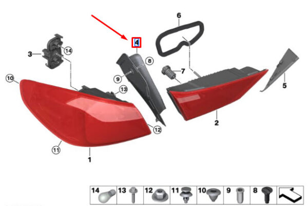 63217450666 - BMW F40 REAR LIGHT WATER CHANNEL REAR RIGHT 63217450666 NEW GENUINE