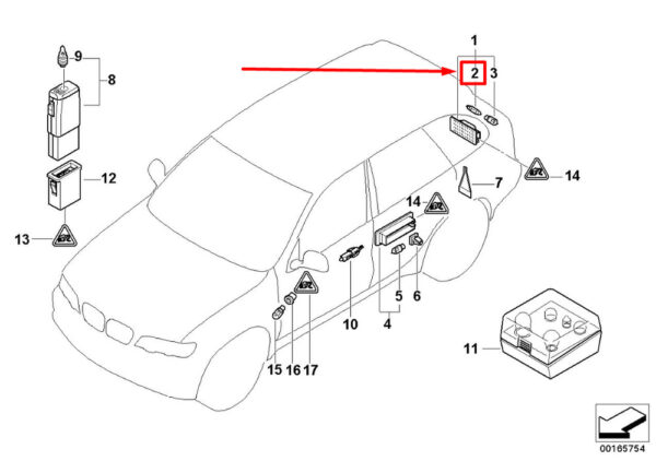 63318371610 - BMW X5 E53 interior lighting incandescent lamp 63318371610 8371610 NEW ORIGINAL
