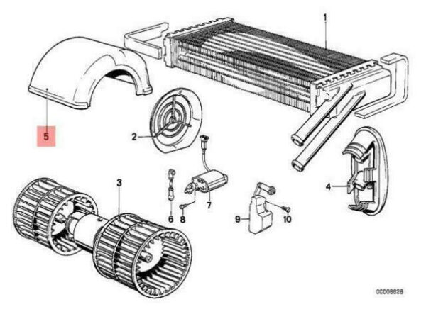64111373966 - OEM BMW E28 SEDAN HEATER BLOWER HOUSING 64111373966 GENUINE NEW