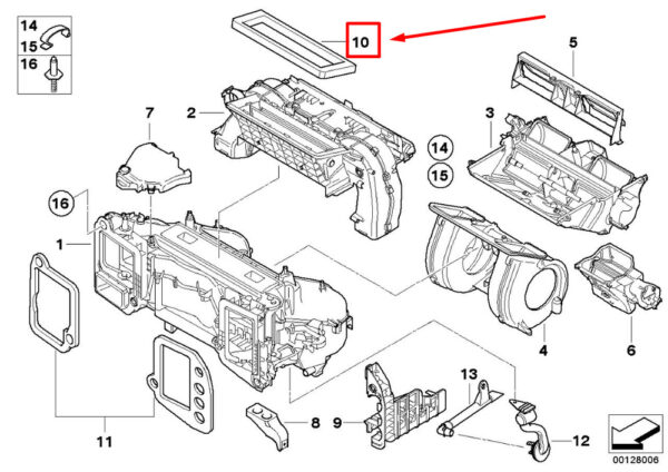 64116928555 - NEW BMW 5 E60 AIR CONDITIONING HOUSING SEALING FRAME 64116928555 6928555