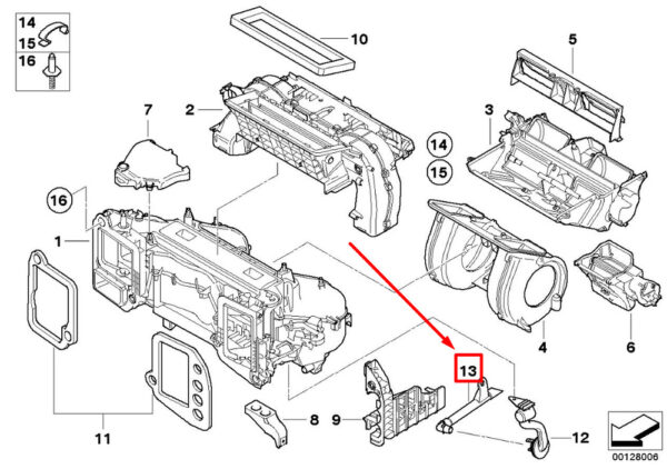 64116947934 - BMW 5 E60 condensate drain hose lower left 641167947934 6947934 NEW ORIGINAL