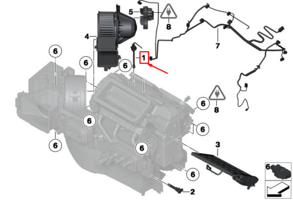 64116968175 - NEW BMW X5 F15 CABIN TEMPERATURE SENSOR 64116968175 6968175