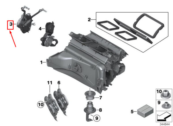 64119244086 - BMW X3 F25 Low Central Kinematics Unit 9244086 64119244086 NEW REAL