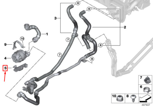 64119462111 - BMW X7 G07 auxiliary water pump holder 64119462111 NEW ORIGINAL