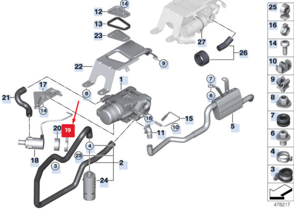 64126953810 - NEW BMW 5 GRAN TURISMO F07 CIRCULATING PUMP SUPPORT 64126953810