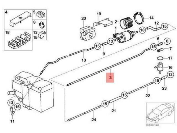 64128368154 - OEM BMW E38 SALOON INDEPENDENT HEATING FUEL PIPE M 64128368154 NEW