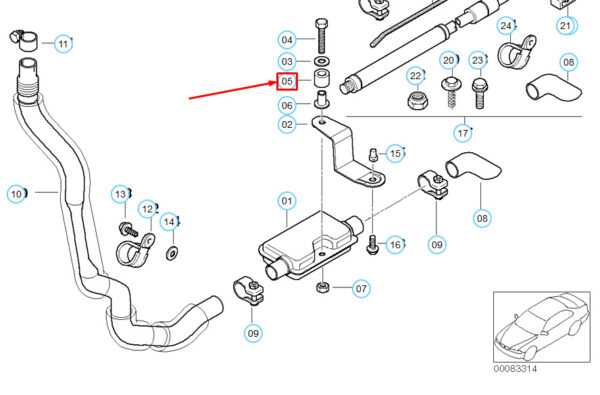 64128374551 - BMW 5 Gran Turismo F07 exhaust pipe grommet 64128374551 NEW REAL