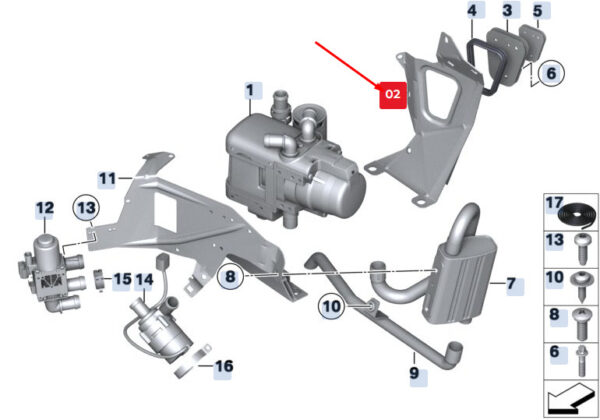 64129184364 - BMW 5 Gran Turismo F07 Independent Heating Mount 64129184364 NEW Original