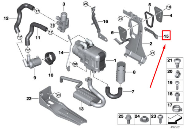64129321065 - NEW BMW X6G06 INDEPENDENT HEATER BRACKET 9321065 64129321065 GENUINE