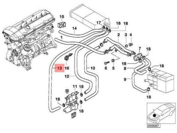 64216901252 - OEM BMW HOSE HEATER CONTROL VALVE AND LEFT RADIATOR 64216901252 GENUINE NEW