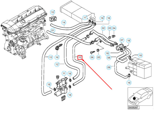 64216902876 - NEW BMW 7 SERIES E38 TWIN PIPE AND HEATER CONTROL VALVE HOSE 64216902876