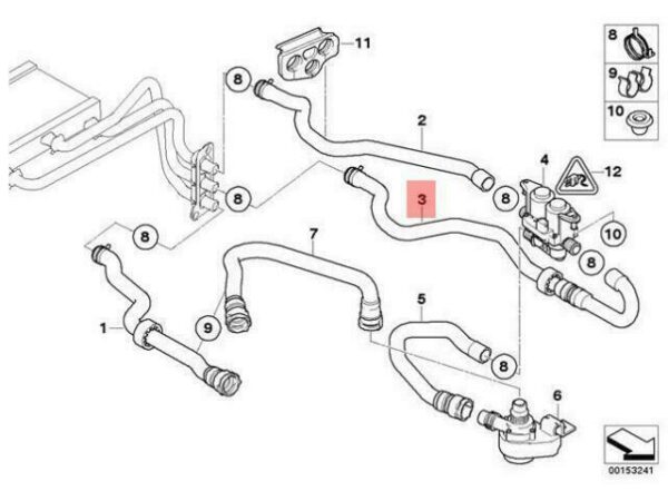 64216910758 - OEM BMW E60 HOSE HEATER CONTROL VALVE AND RADIATOR 64216910758 GENUINE NEW