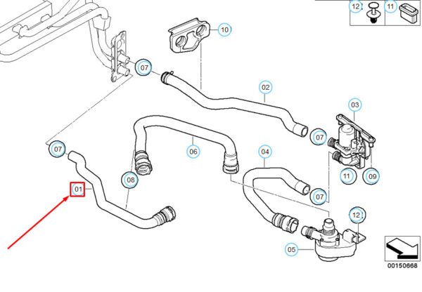 64216985736 - NEW BMW 5 E60 RADIATOR ENGINE RETURN HOSE LINE 64216985736 6985736 OEM