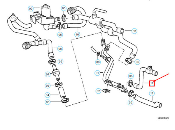 64218390754 - NEW BMW 7 E38 HEATER RETURN HOSE 64218390754 8390754 OEM
