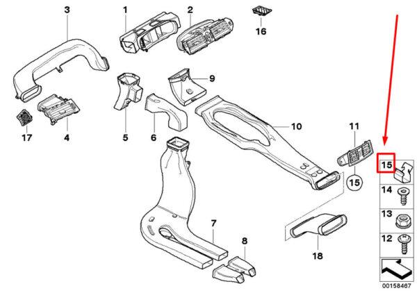 64226921596 - NEW BMW 5 E60 AIR CHANNEL CLAMP 6921596 64226921596 ORIGINAL