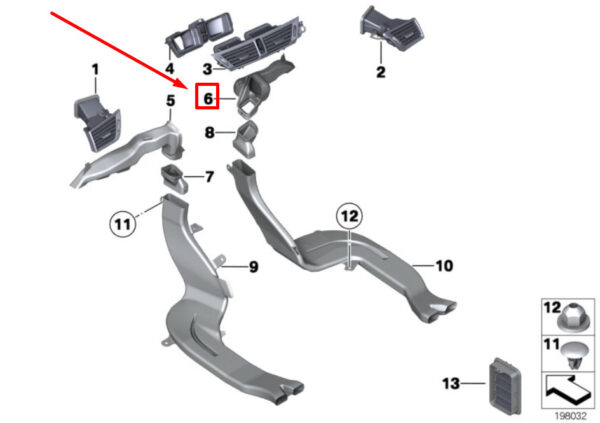 64227059198 - NEW BMW X1 E84 RIGHT FLOOR HEATING CHANNEL 7059198 64227059198 GENUINE