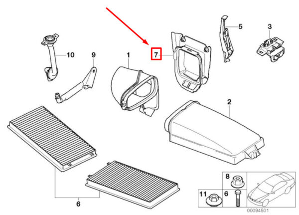 64318386177 - NEW BMW 7 E65,E66,E67 LEFT AIR DUCT SEAL 8386177 64318386177 ORIGINAL