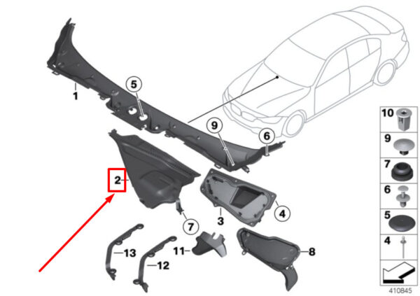 64319353043 - NEW BMW 4 GRAN COUPE F36 FRONT LEFT APRON COVER RHD 9353043 64319353043 ORIGINAL