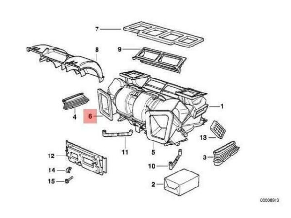 64518391384 - OEM BMW E38 SEDAN RIGHT EVAPORATOR HEATER GASKET 64518391384 GENUINE NEW