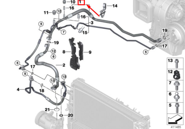 64536842037 - NEW BMW MINI X1 COOPER JCW ONE F39 F45 F46 REFRIGERANT LINE IWT 64536842037