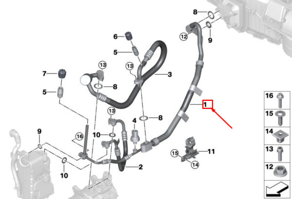 64539496581 - BMW X5 G05 A/C refrigerant line 645399496581 NEW ORIGINAL