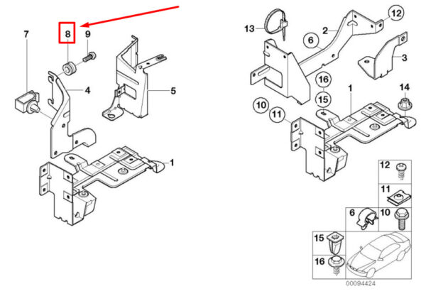 65128363548 - BMW 5 E39 CD changer holder female 65128363548 8363548 NEW ORIGINAL