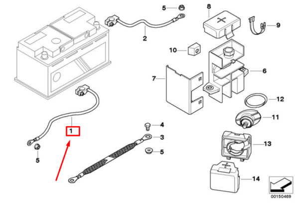 65128401356 - NEW BMW Z3 COUPE E36 NEGATIVE BATTERY CABLE 65128401356 8401356 ORIGINAL