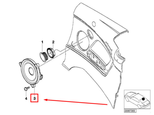 65138378555 - BMW 3 E46 rear door speakers 65138378555 8378555 new original