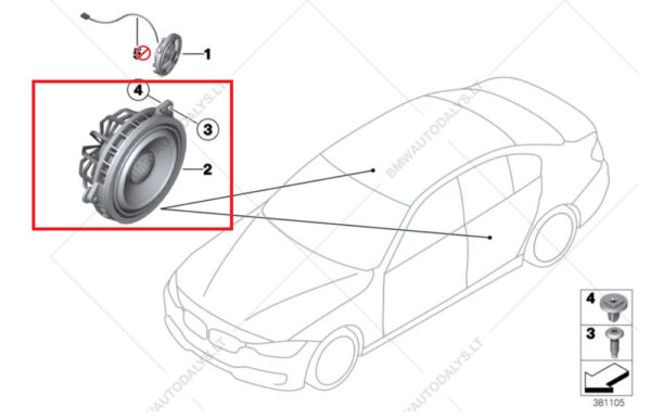 65139364956 - NEW BMW 3 F30 REAR RIGHT DOOR SOUND SPEAKER 65139364956 2013 ORIGINAL