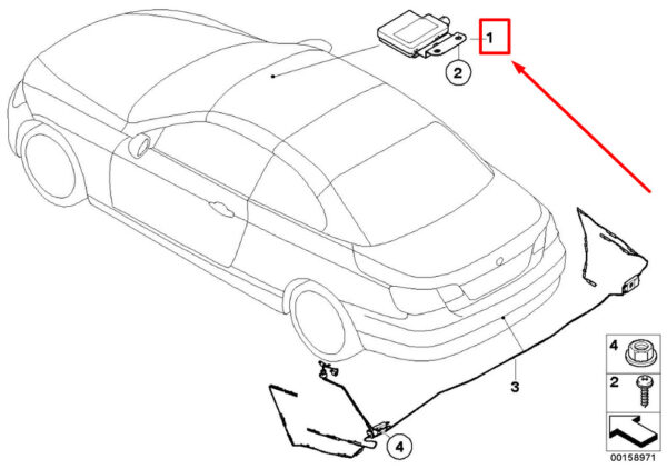65209154413 - NEW BMW 3 CONVERTIBLE E93 GPS ANTENNA WITH CLIP 65209154413 9154413 ORIGINAL