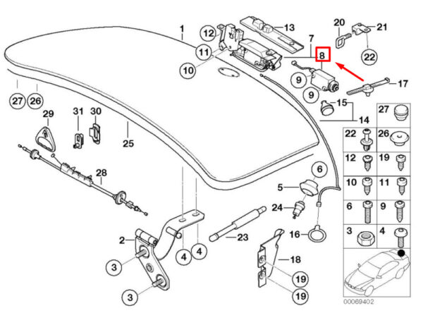 67118368196 - NEW BMW 5 E39 BOOT LOCK ACTUATOR 67118368196 8368196 GENUINE