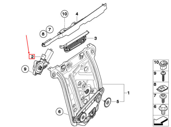 67627291452 - NEW BMW 1 CABRIO E88 REAR RIGHT DOOR WINDOW CONTROL MOTOR 67627291452 ORIGINAL