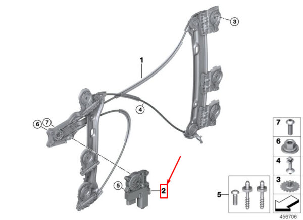67627405702 - MINI COOPER F55 Power Window Motor Front Right 7405702 67627405702 NEW GENUINE