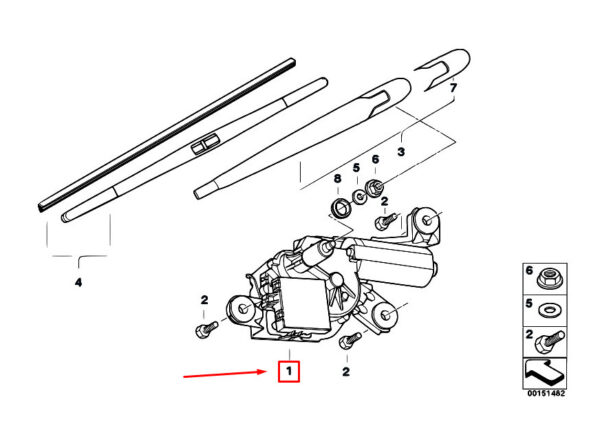 67636917907 - NEW BMW X3 E83 REAR WINDSHIELD WIPER ENGINE 67636917907 6917907 ORIGINAL