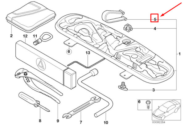 71111095483 - BMW 3 E46 boot trunk lid tool holder original strap 7111