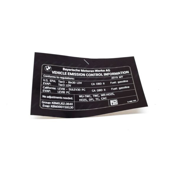 71229488765 - BMW 3 SERIES G20 EXHAUST LABEL 71229488765 NEW GENUINE