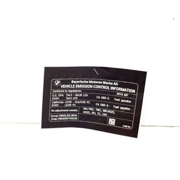 71229488765 - BMW 3 SERIES G20 EXHAUST LABEL 71229488765 NEW GENUINE