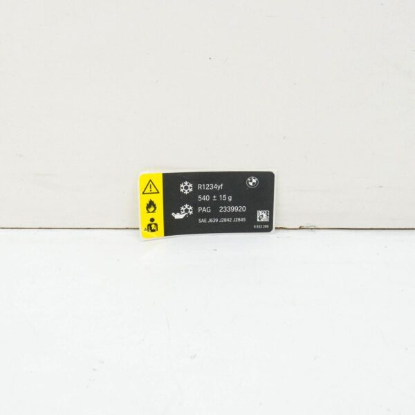 71236832289 - NEW BMW 2 CABRIO F23 COOLANT LABEL 540/-10G 71236832289 6832289 ORIGINAL
