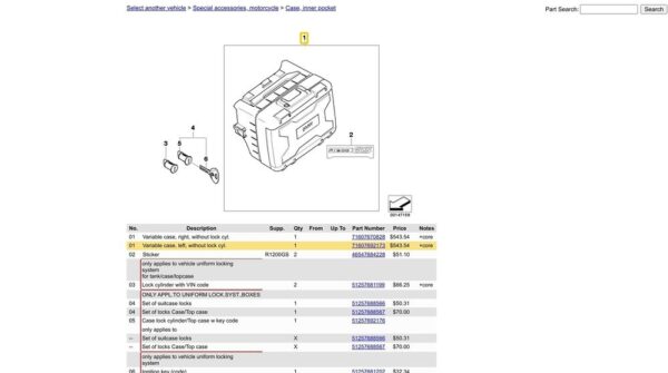 71607692173 - BMW Genuine Motorcycle Variable Cases Left R1200gs 71607692173 Genuine