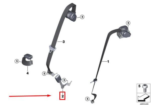 72117382248 - BMW 6 G32 Rear Right Lower Seat Belt 7382248 72117382248 NEW GENUINE