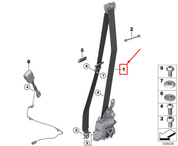 72117430115 - BMW 5 Touring G31 front left seat belt 72117430115 NEW ORIGINAL